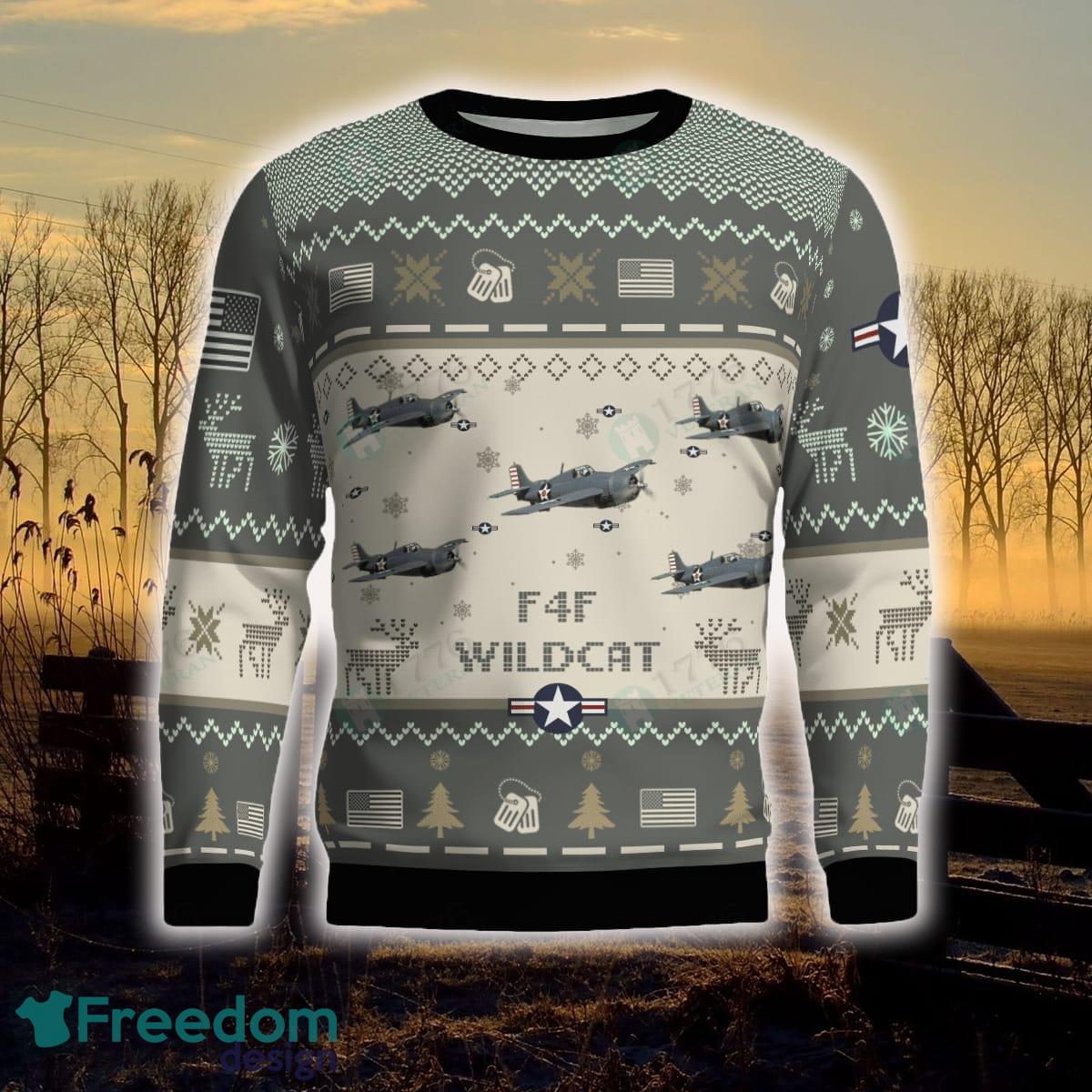 F4F Wildcat Aircraft Ugly Christmas Sweater Veterans Holidays For Men And Women - F4F Wildcat_Aircraft Ugly Sweater_2