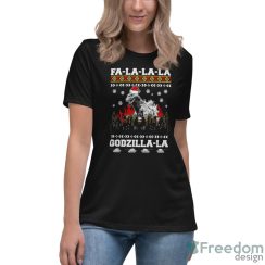 Fa La La La Quotes T-shirt, Giant Monster Ugly Christmas Sweater, Santa Monster Movie Xmas - Women's Relaxed Short Sleeve Jersey Tee