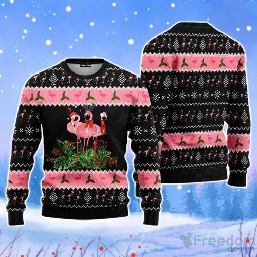 Flamingo Jingle Bell Tropical Christmas Unisex Ugly Sweater Product Photo 1