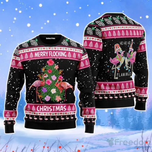 Flamingo Merry Flocking Christmas Unisex Ugly Sweater Product Photo 1