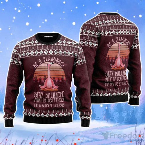 Flamingo Yoga Christmas Unisex Ugly Sweater Product Photo 1