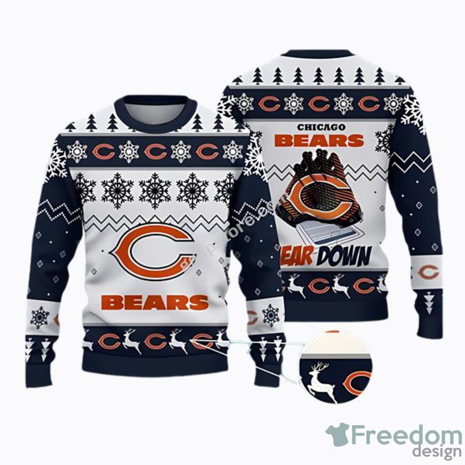 Chicago Bears Fans Skull Outwear Ugly Christmas Sweater - Limotees