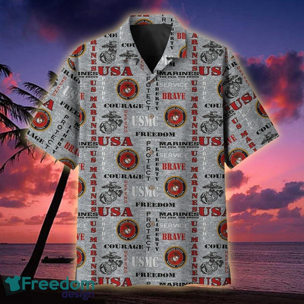 Unique Proudly Served Plus Size US Marine Corps Hawaiian Shirt For Men  Veteran - Freedomdesign