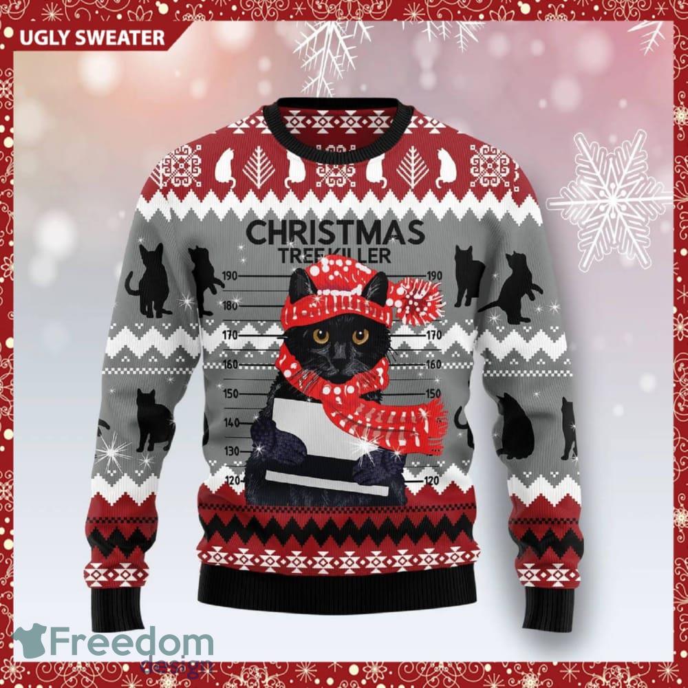 Funny Black Cat Christmas Ugly Sweater 3D Shirt