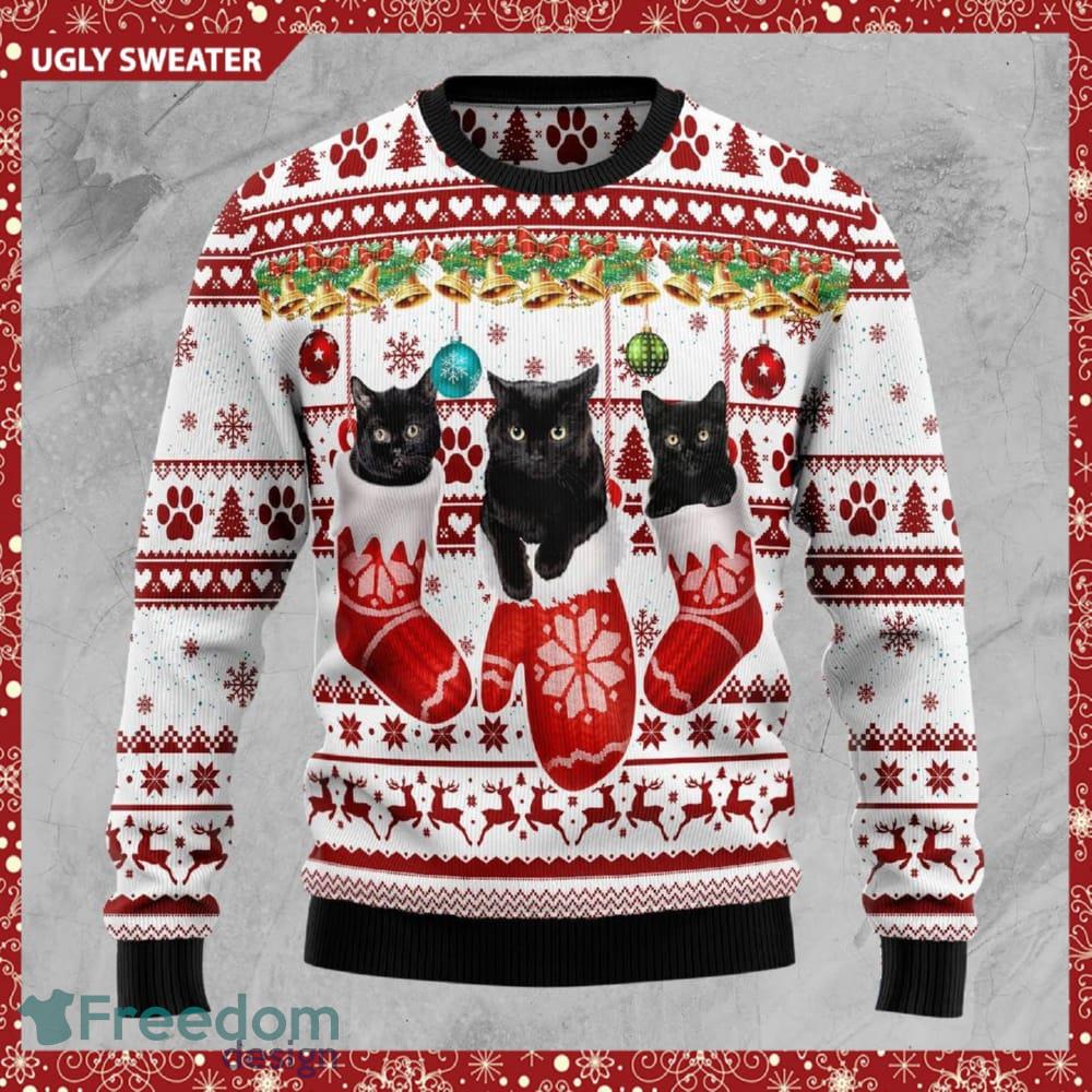 Funny Black Cat Christmas Ugly Sweater 3D Shirt