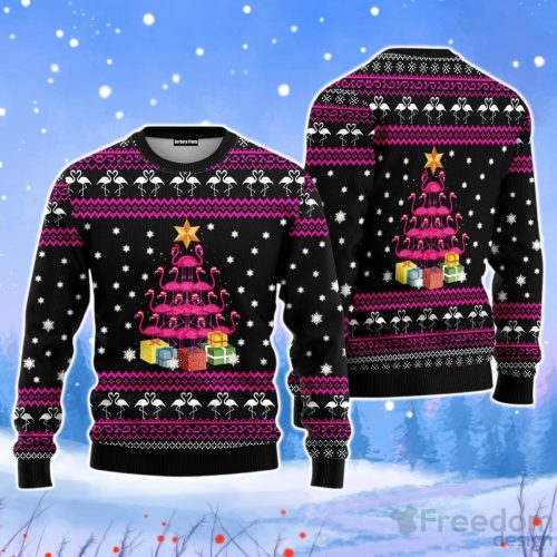 Funny Flamingo Tree Christmas Unisex Ugly Sweater Product Photo 1