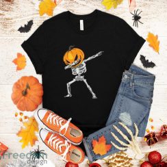 Funny Halloween Shirt For Boys Kids Dabbing Skeleton Pumpkin T-Shirt Halloween Gift