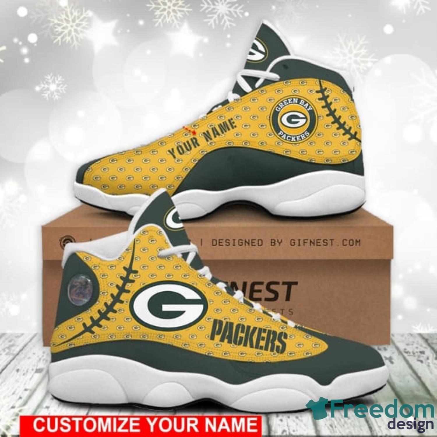 Green Bay Packers Sneakers Air Jordan 13 Shoes - Freedomdesign