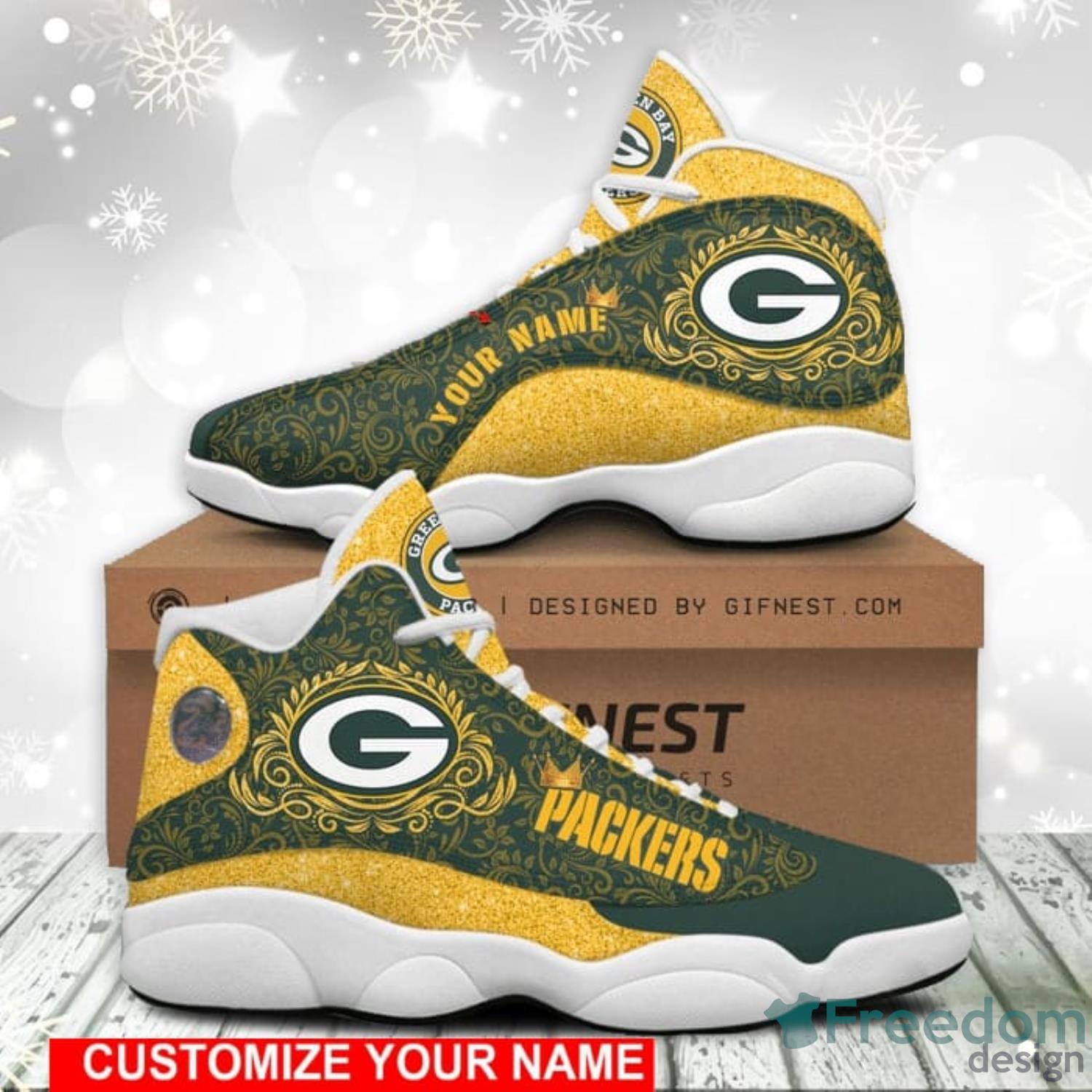 Green Bay Packers Sneakers Air Jordan 13 Shoes - Freedomdesign