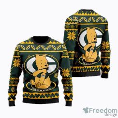 Green Bay Packers NFL American Football Team Logo Cute Winnie The Pooh AOP Ugly Christmas Sweater Christtmas Holiday Gift