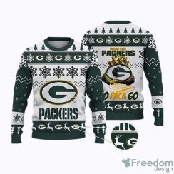 Green Bay Packers NFL Big Logo AOP Ugly Christmas Sweater Christtmas Holiday Gift