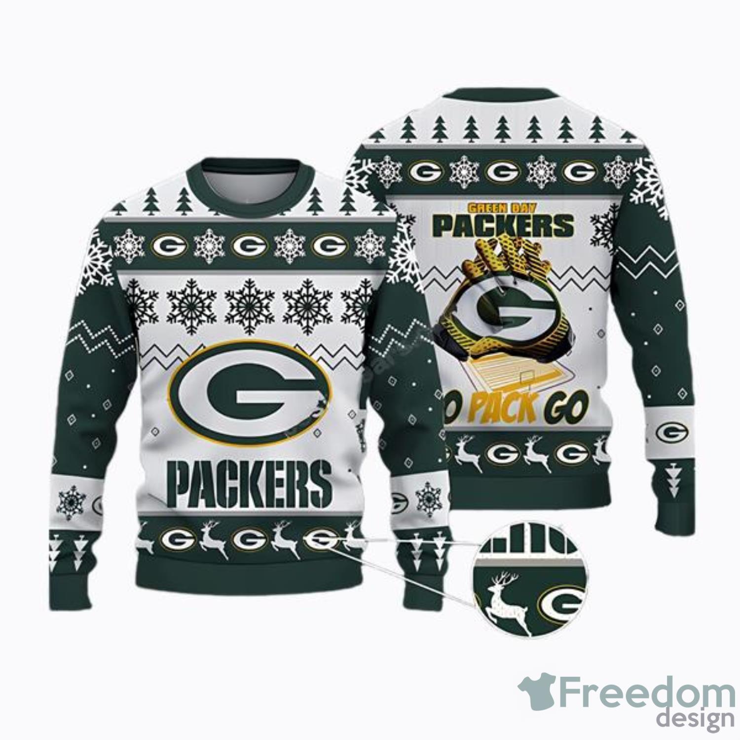 Green Bay Packers NFL Golden Skull Santa Hat And Logo Christmas Ugly  Sweater For Men And Women - Freedomdesign