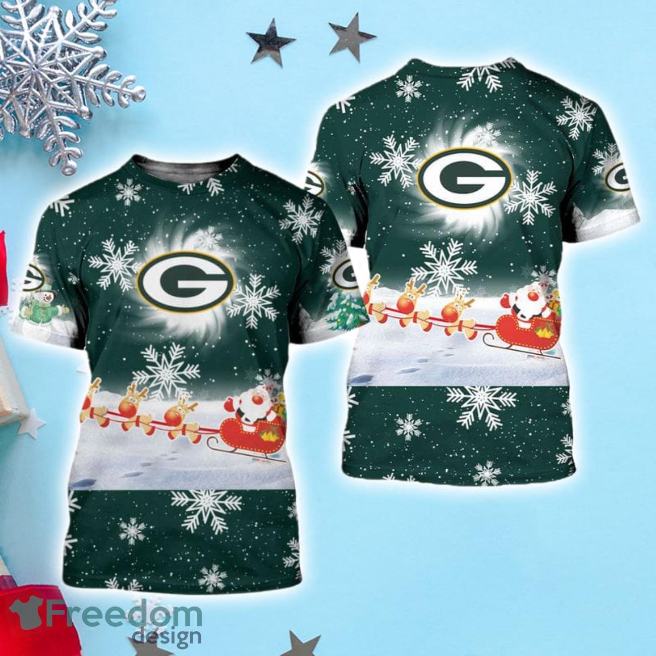 Green Bay Packers Snowflake Christmas Pullover Ugly Christmas Sweater 3D  Gift For Fans