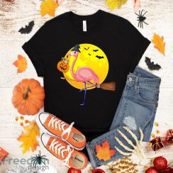 Halloween Flamingo Funny witch Shirt Scary Party Broom T-Shirt Halloween Gift