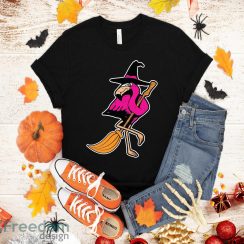 Halloween Flamingo Witch Shirt Scary Party Funny Broom Gift T-Shirt Halloween Gift