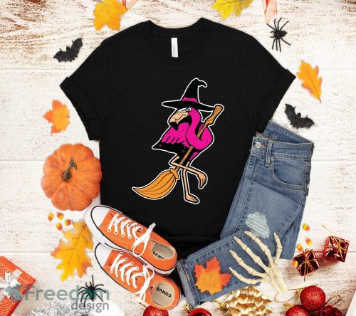 Halloween Flamingo Witch Shirt Scary Party Funny Broom Gift T-Shirt Halloween Gift Product Photo 1