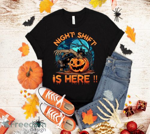 Halloween Night Shift Is Here Ghost Pumpkin Zombie T-Shirt Halloween Gift Gift Product Photo 1