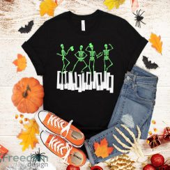 Halloween Piano Tshirt Dancing Skeletons On Keyboard T-Shirt Halloween Gift Gift