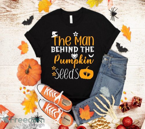 Halloween Shirt The Man Behind The Pumpkin Seed Pregnancy T-Shirt Halloween Gift Product Photo 1