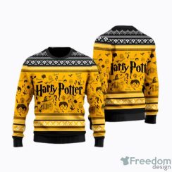 Harry Potter Yellow AOP Ugly Christmas Sweater Christtmas Holiday Gift Xmas Gift