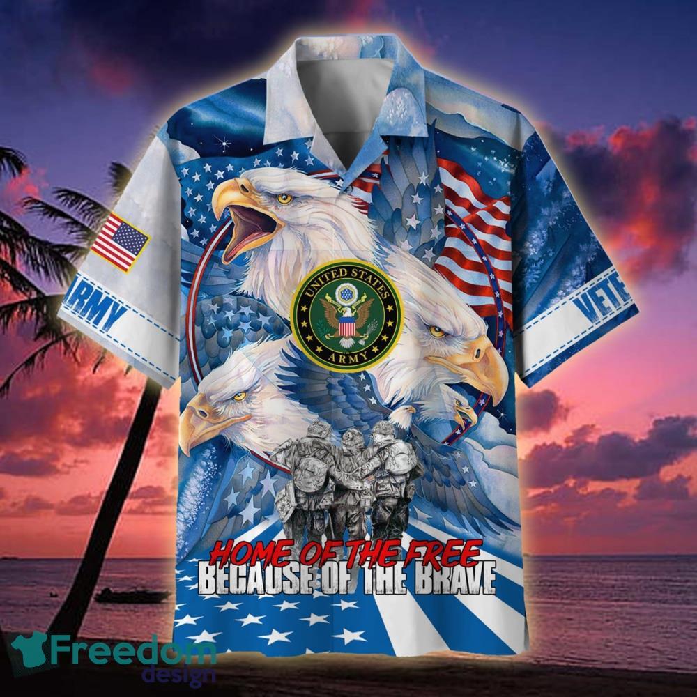 Personalized Camo Soldiers Multiservice US Army Hawaiian Shirt For Men  Veteran - Freedomdesign