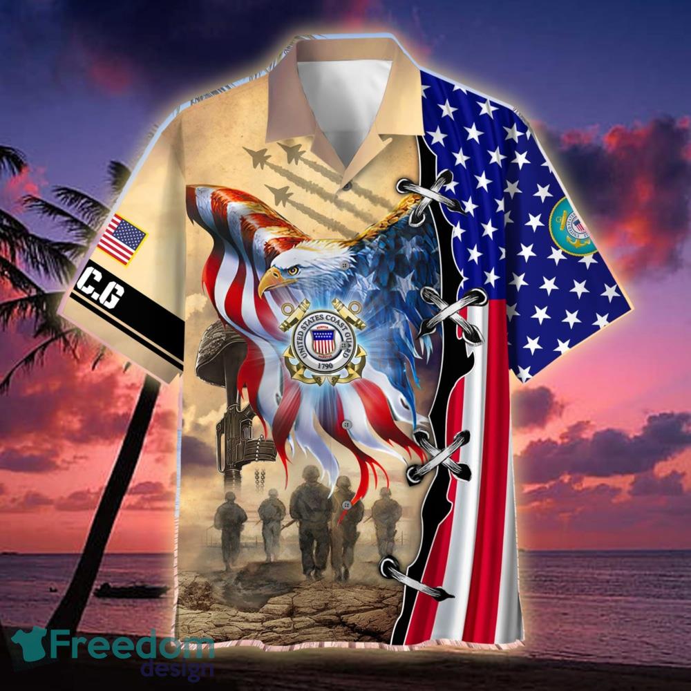 Eagle Resort US Coast Guard Hawaiian Shirt For Men Veteran - Freedomdesign