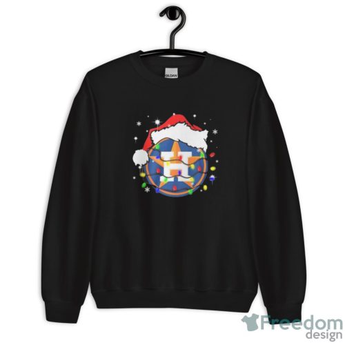 Houston Astros Logo Santa Hat Christmas Light Shirt - Unisex Crewneck Sweatshirt