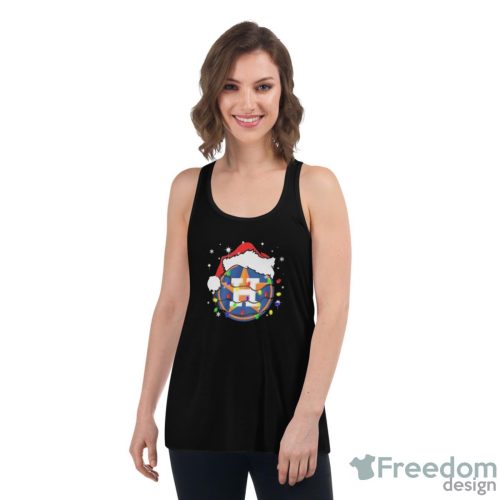 Houston Astros Logo Santa Hat Christmas Light Shirt - Women's Flowy Racerback Tank