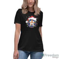 Houston Astros Logo Santa Hat Christmas Light Shirt - Women's Relaxed Short Sleeve Jersey Tee