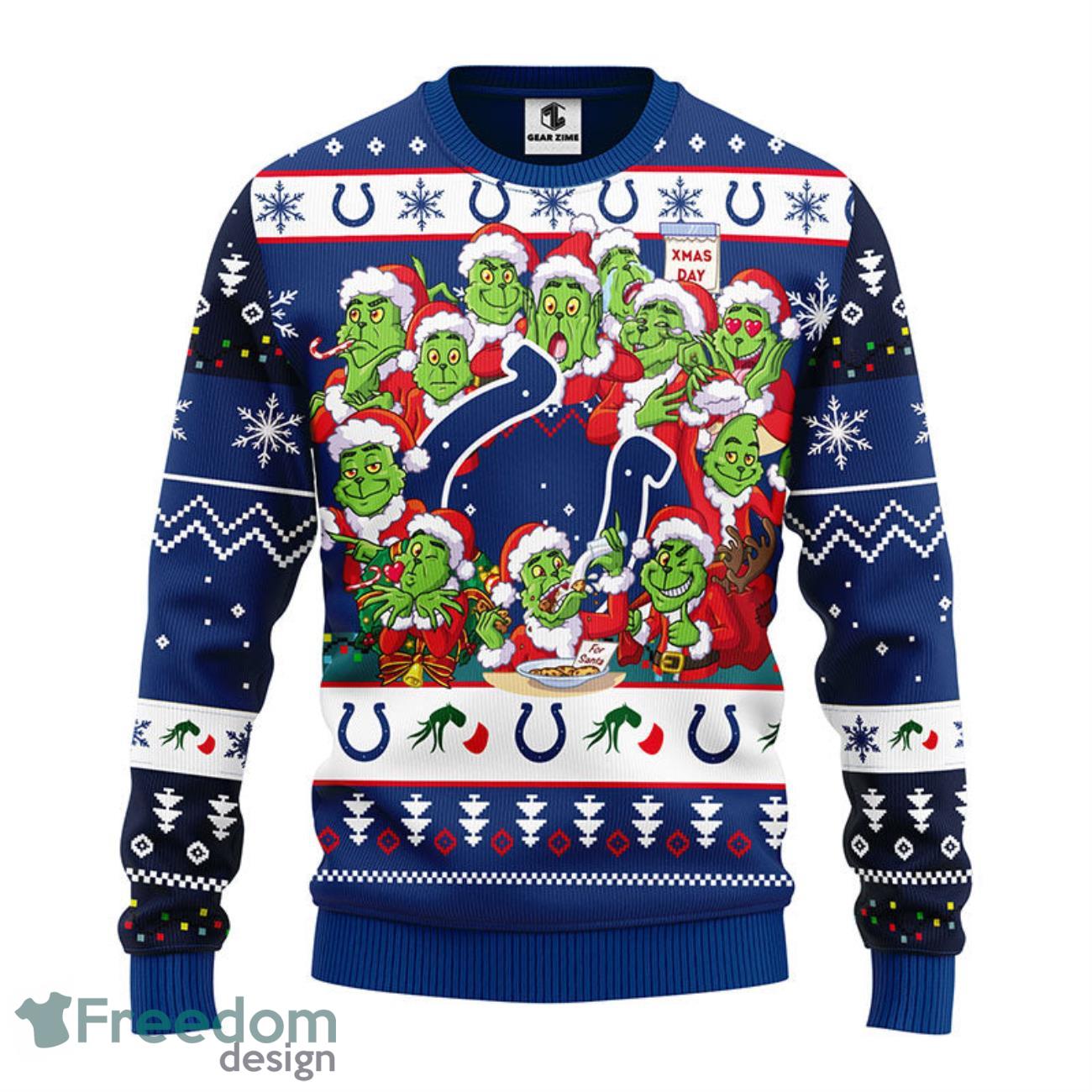 NFL Indianapolis Colts Custom Name Text Santa Down The Chimney Christmas  Gift All Over Print Ugly Christmas Sweater - Freedomdesign