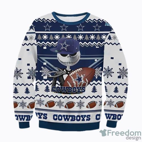 Jack Skellington Dallas Cowboys AOP Ugly Christmas Sweater Christtmas Holiday Gift Product Photo 1