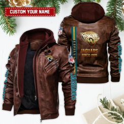 Jacksonville Jaguars Golden NFL Teams Custom Name Leather Jacket For Fans image Jacksonville Jaguars Golden NFL Teams Custom Name Leather Jacket For Fans Product Photo 2