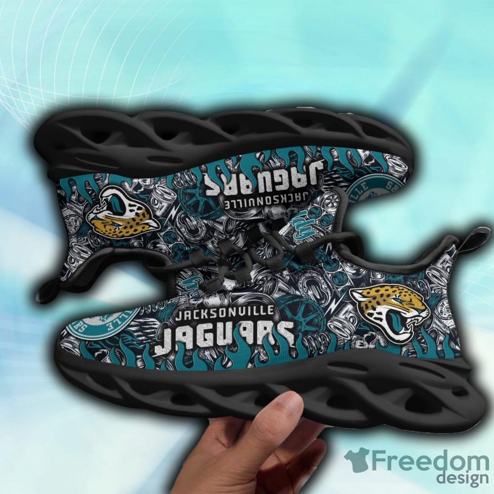 NFL Jacksonville Jaguars Chunky Sneakers Black White Max Soul Shoes Men  Women - Freedomdesign