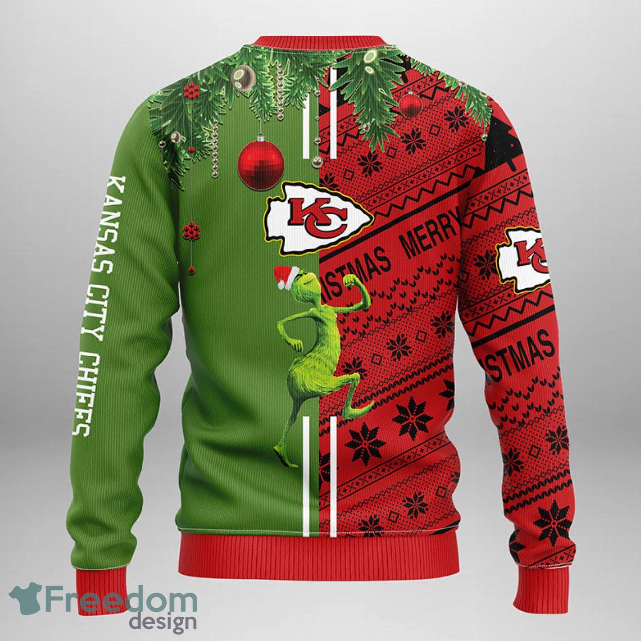 Kansas City Chiefs Grinch Knit Ugly Christmas sweater