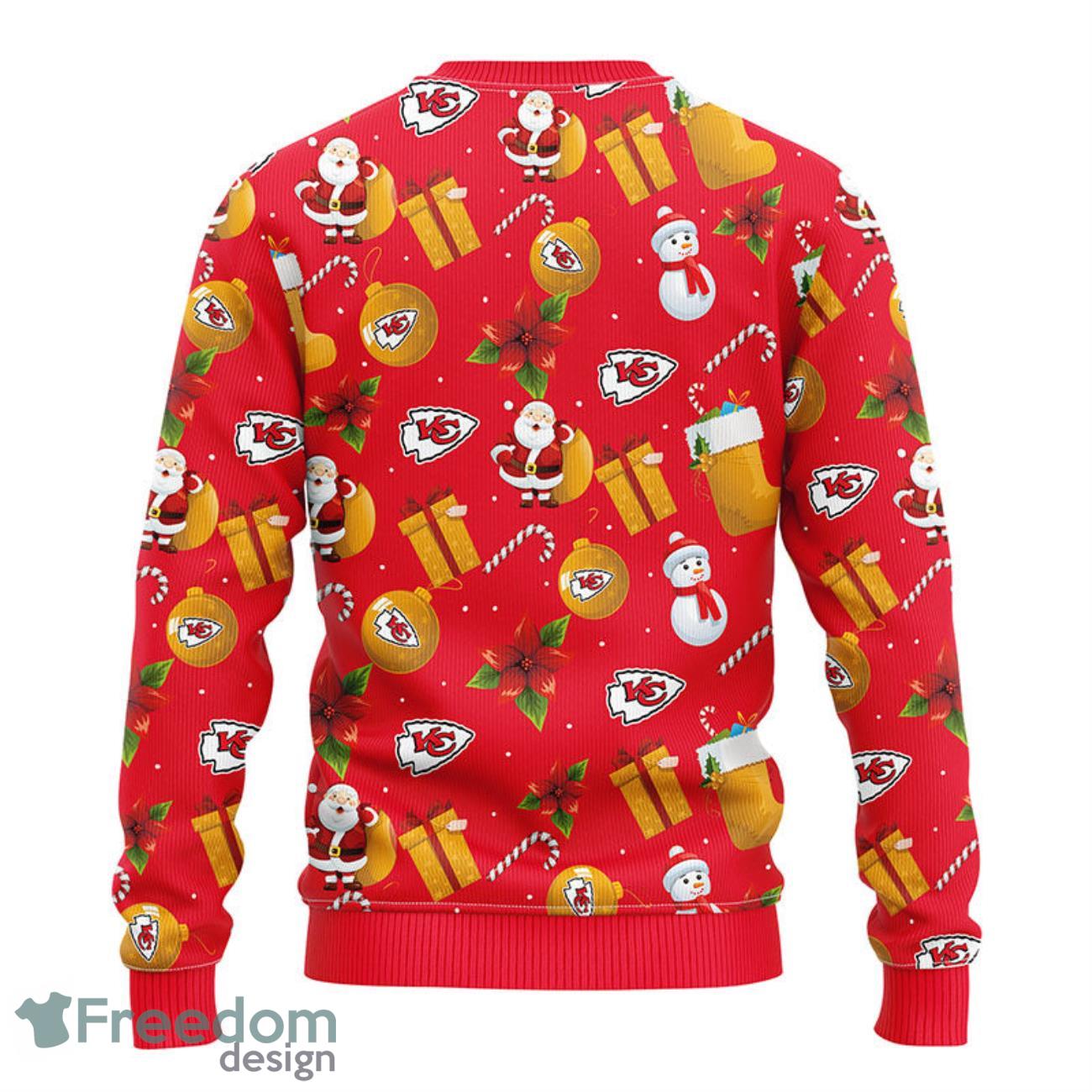 Kansas City Chiefs Santa Claus In The Moon Ugly Christmas Sweater