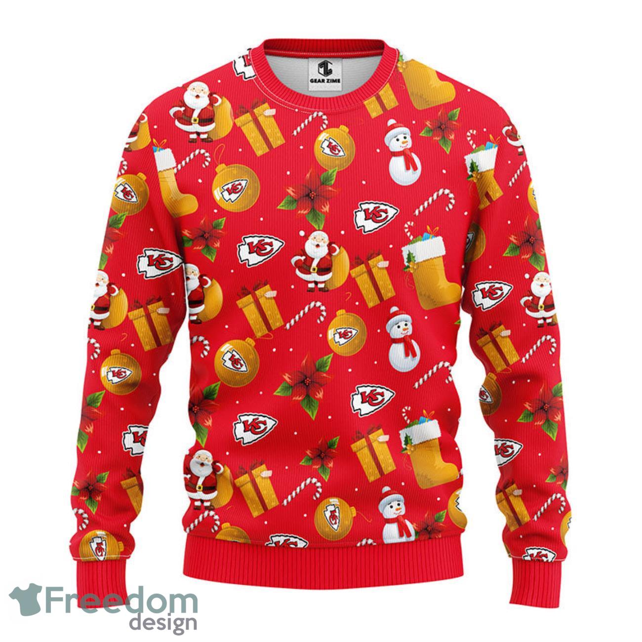 Snow Santa Pattern Logo Kansas City Chiefs Christmas Tree Ugly Christmas  Sweater - Banantees