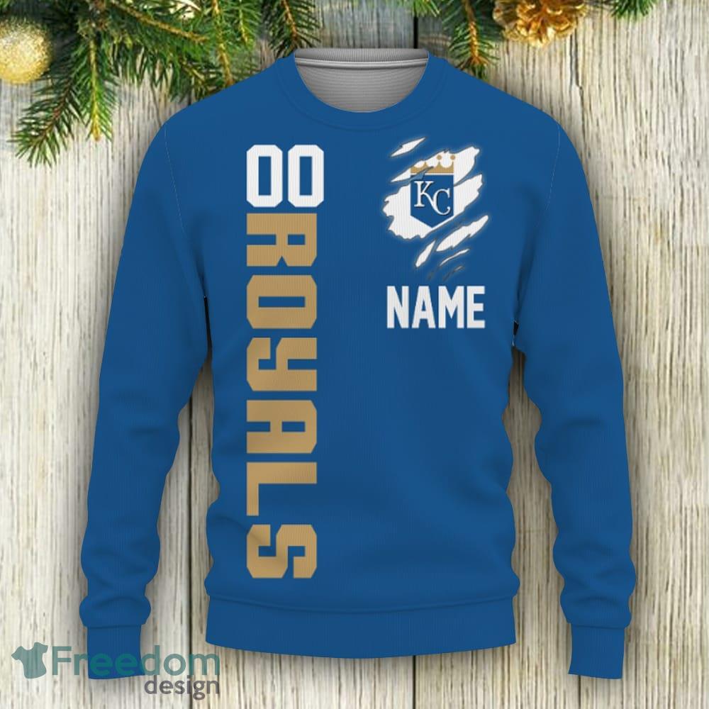 Kansas City Royals Football Team Logo Custom Name Christmas Gift 3D Sweater