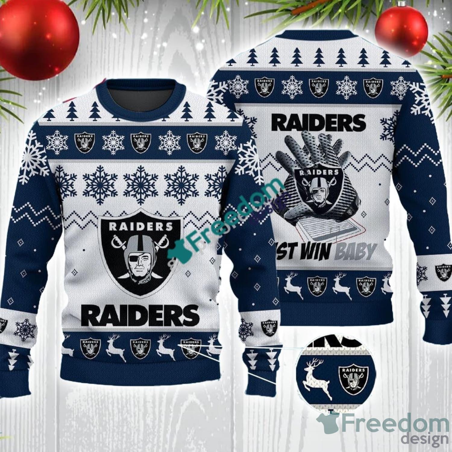 Las Vegas Raiders Logo Big Snowflake Pattern Ugly Christmas Sweater