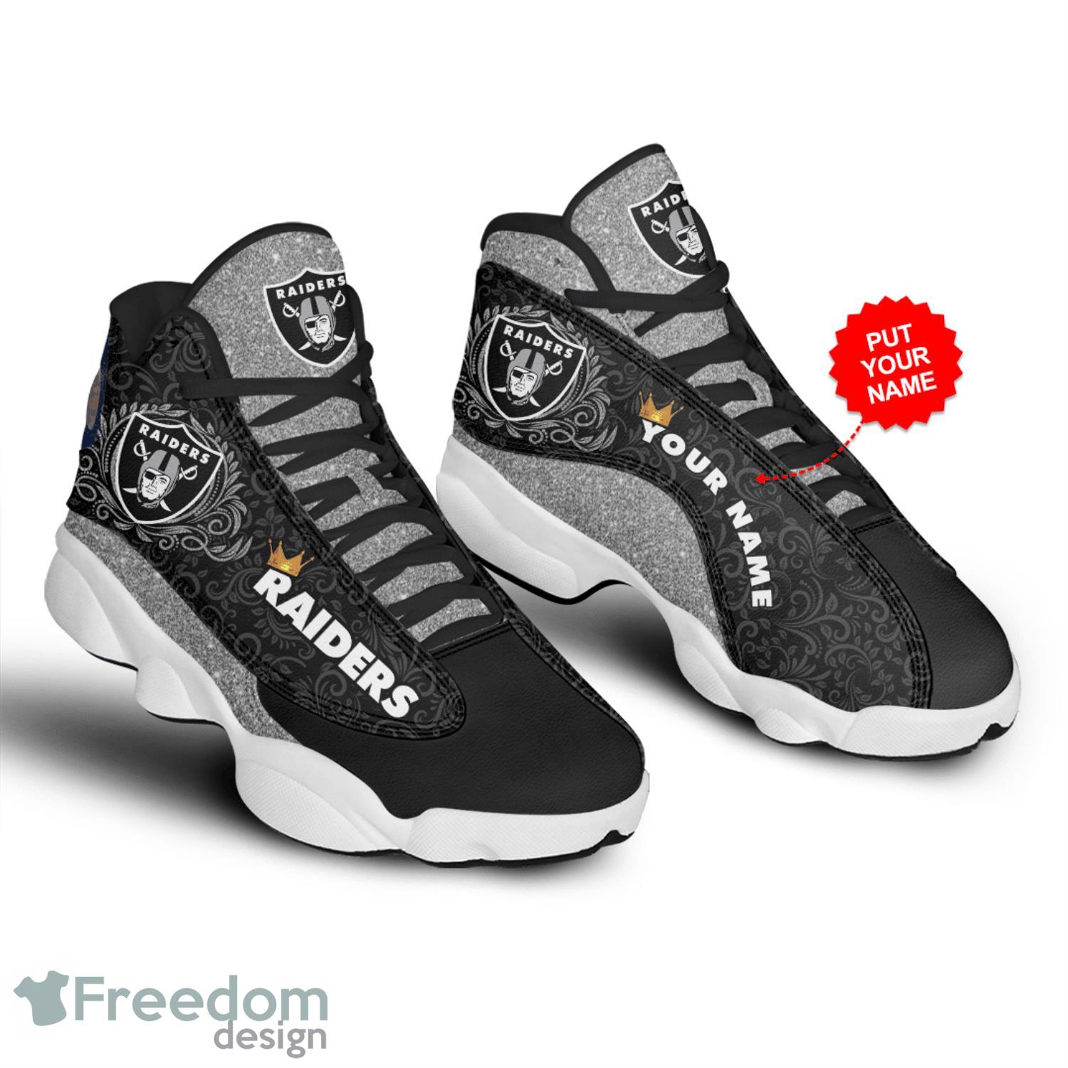 Football Sneakers Custom Name LV Raiders Go Raiders Rugby Ball Air Jordan 13  Shoes For Fans