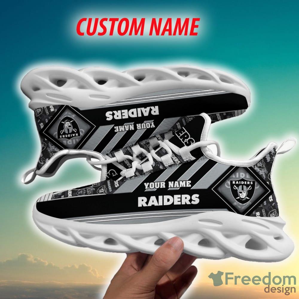 Las Vegas Raiders Custom Name NFL Neon Light Max Soul Shoes Gift For Fans  Running Sneaker - Freedomdesign