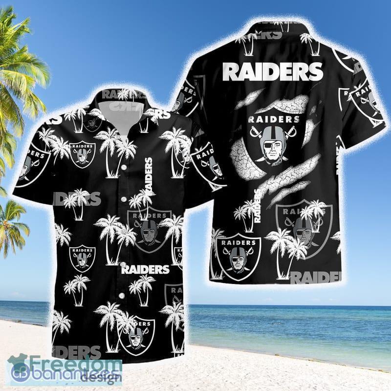 Las Vegas Raiders 2 Pieces Outfits Casual Zip Collared Shirt Beach Shorts  Set