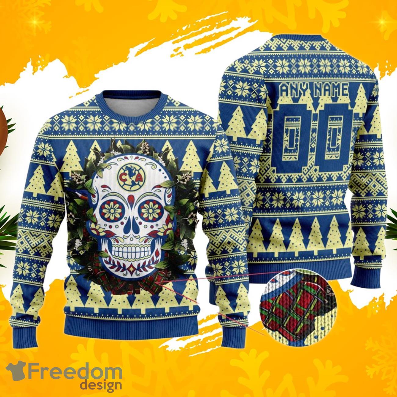 liga-mx-club-america-special-sugar-skull-christmas-ugly-sweater-custom-number-name.jpg LIGA MX Club America Special Sugar Skull Christmas Ugly Sweater Custom Number & Name Product Photo 1
