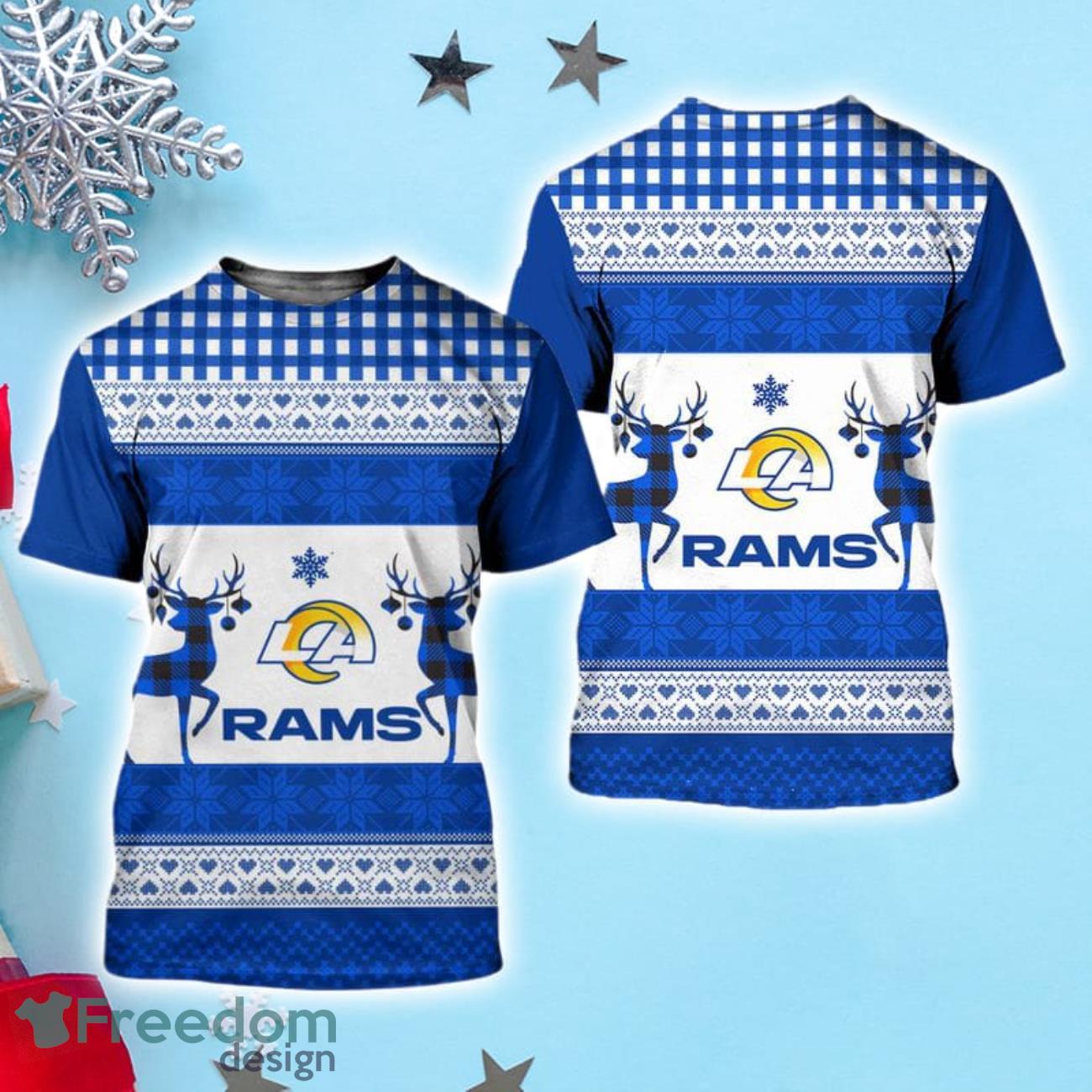 Custom LA Rams Womens Apparel 3D Detailed Mascot Rams Christmas