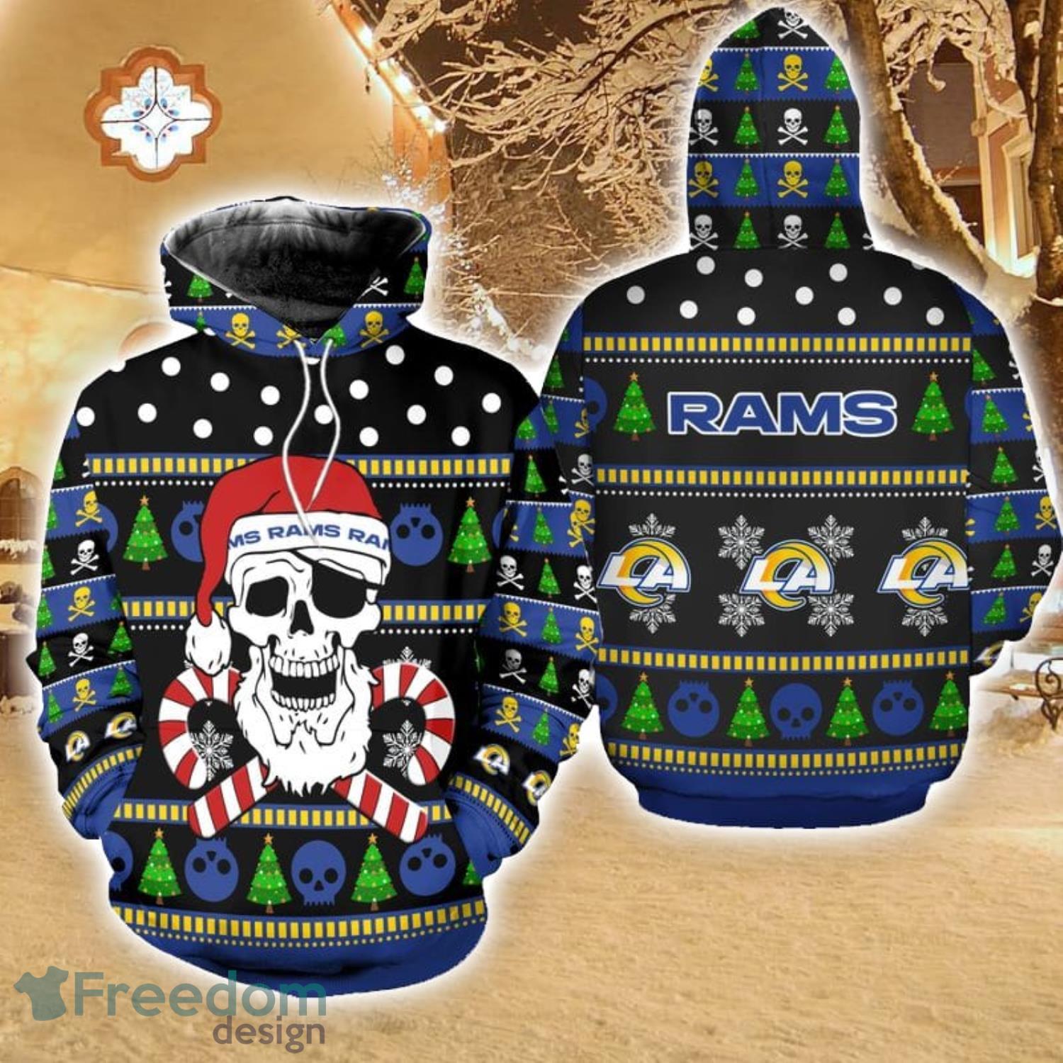 NFL Los Angeles Rams Christmas Santa Claus Is Coming 3D Unisex