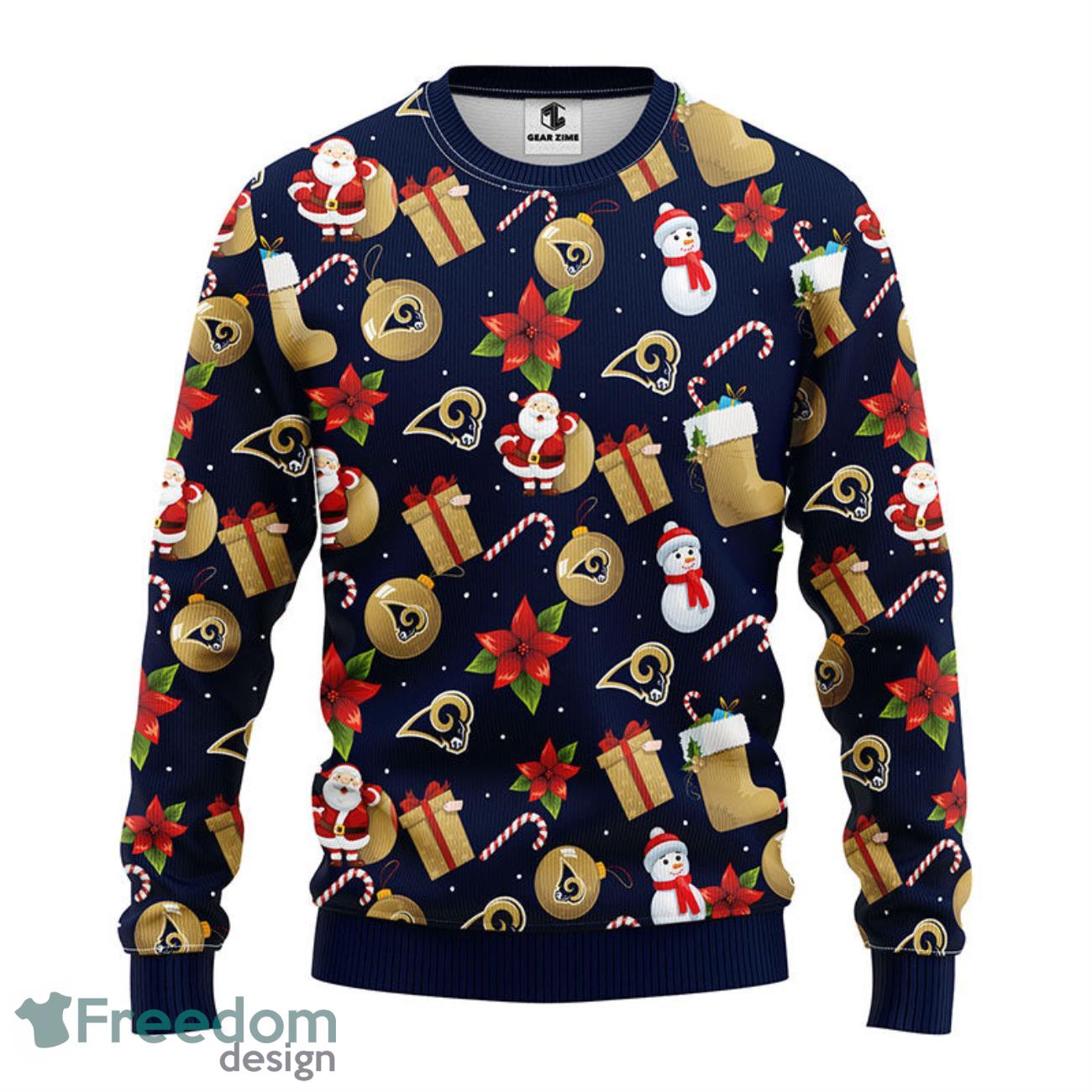 Merry Christmas Snow Pattern Funny Cute Los Angeles Rams Ugly Christmas  Sweater