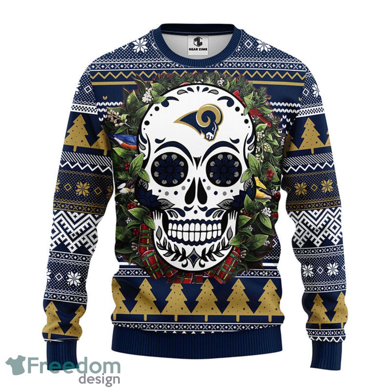 Los Angeles Rams Fans Skull Gathering Knitted Christmas Sweater -  Freedomdesign