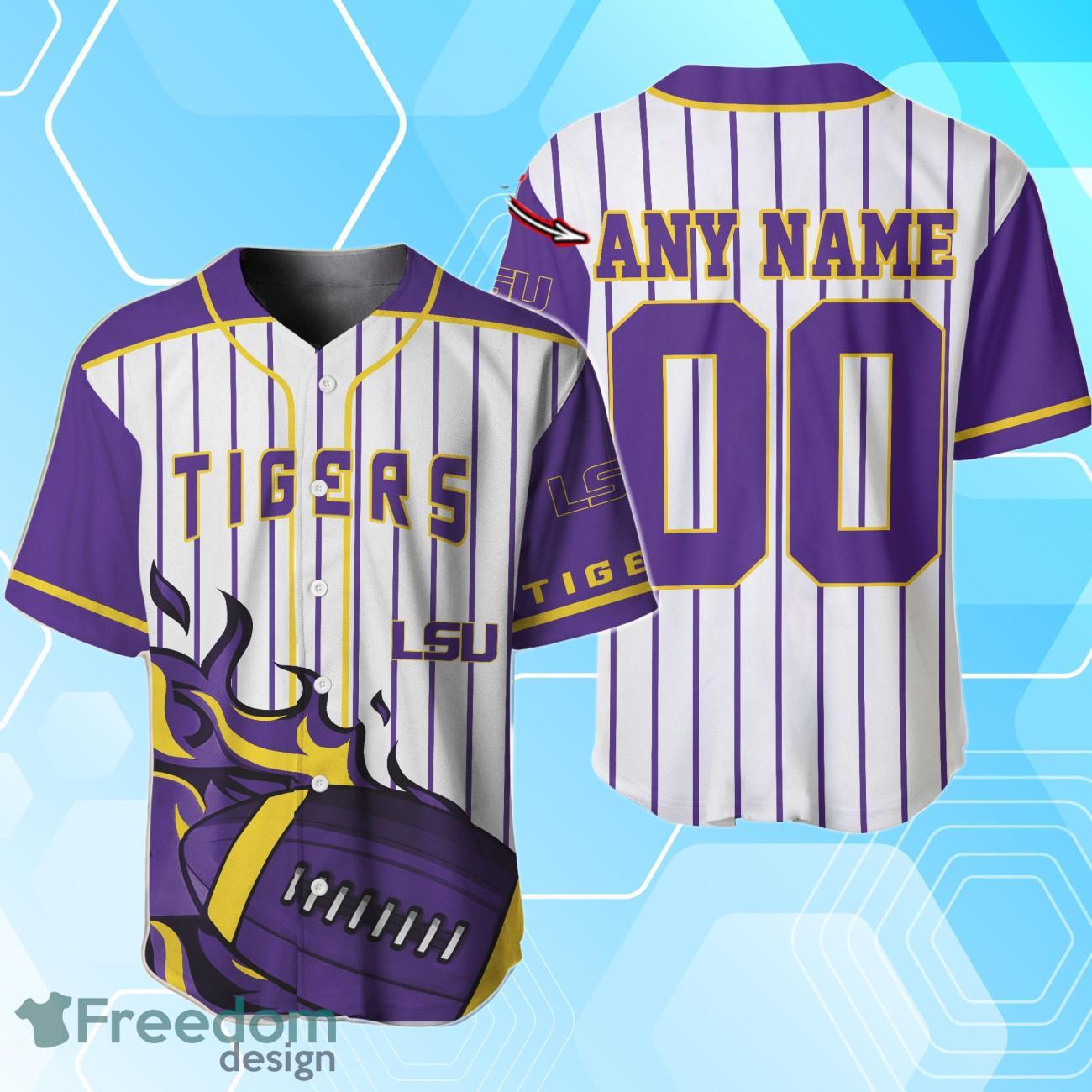 Custom LSU Tigers Baseball Jersey Purple Elite Name and Number College