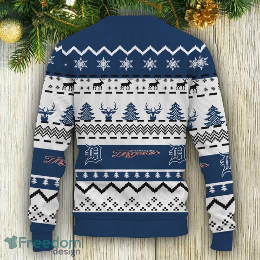 Merry Christmas Snow Pattern Funny Cute Detroit Tigers Gifts Knitted Xmas  Sweater - Freedomdesign