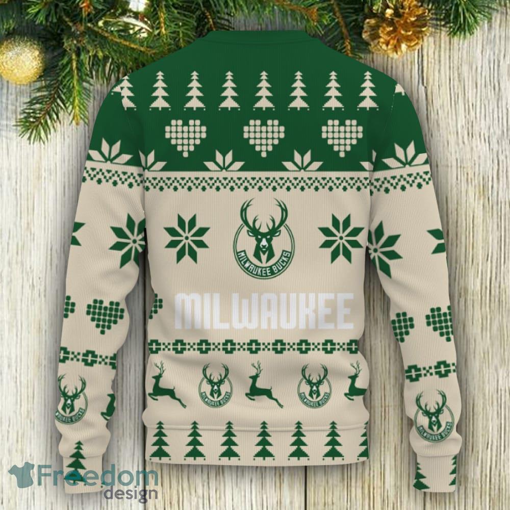 Merry Snow Pattern Funny Cute Milwaukee Bucks Ugly Christmas Sweater New  For Fans Gift Christmas - Banantees