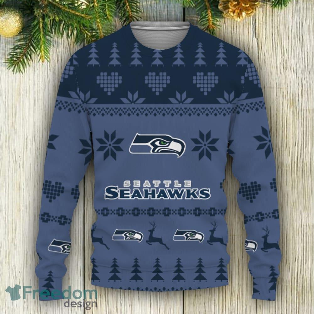 Seattle Seahawks Dog Family Holiday Ugly Sweater, Size: L